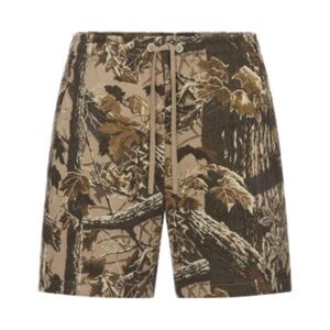 realtree camo print SKIMS X Post Malone heavyweight fleece mens relaxed shorts